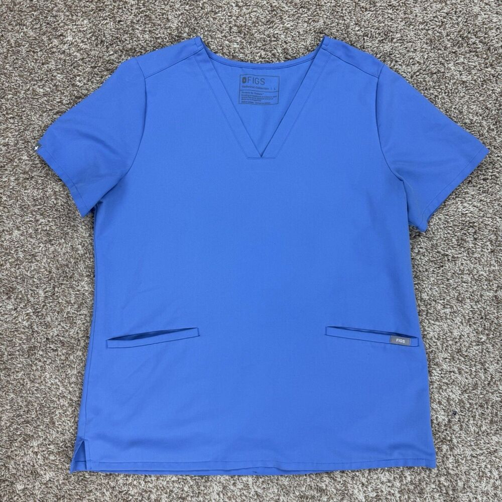 FIGS Technical Collection Women’s Blue V-Neck Scrub Top Size L FW1100